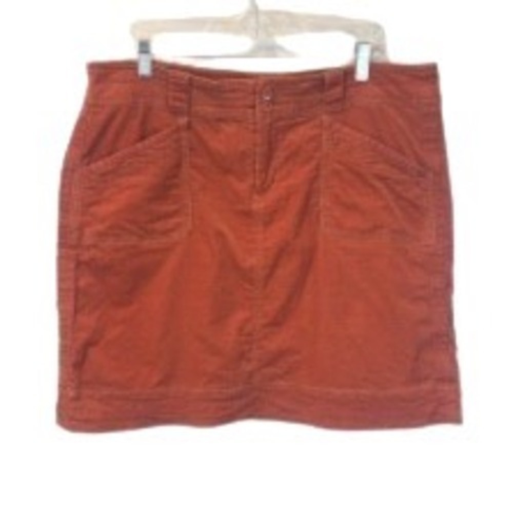 Sahalie Womens Cotton Corduroy Mini Skirt Burnt Orange with Pockets Size 14